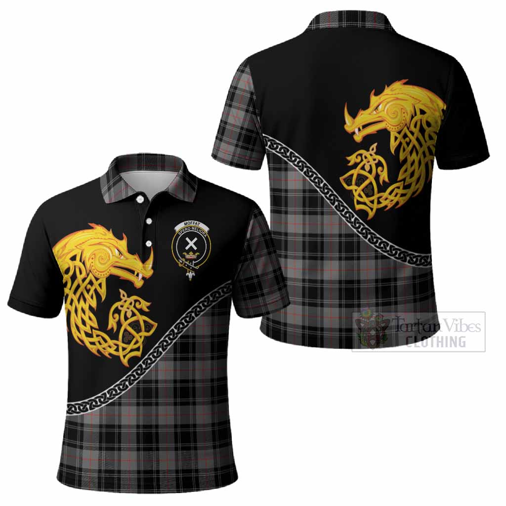 Moffat Tartan Crest Polo Shirt Legendary Dragon Knot Half Style