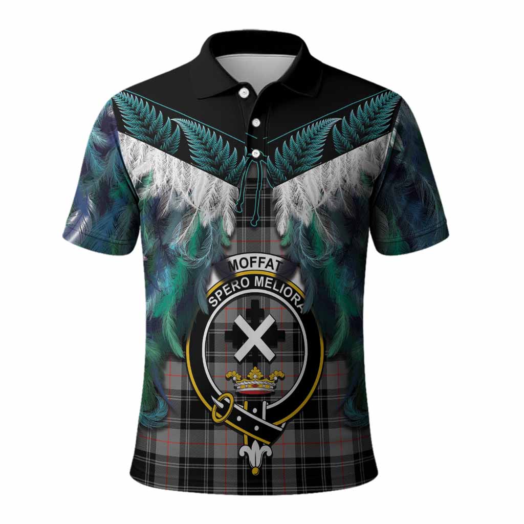Moffat Tartan Crest Polo Shirt New Zealand Maori Korowai Cloak