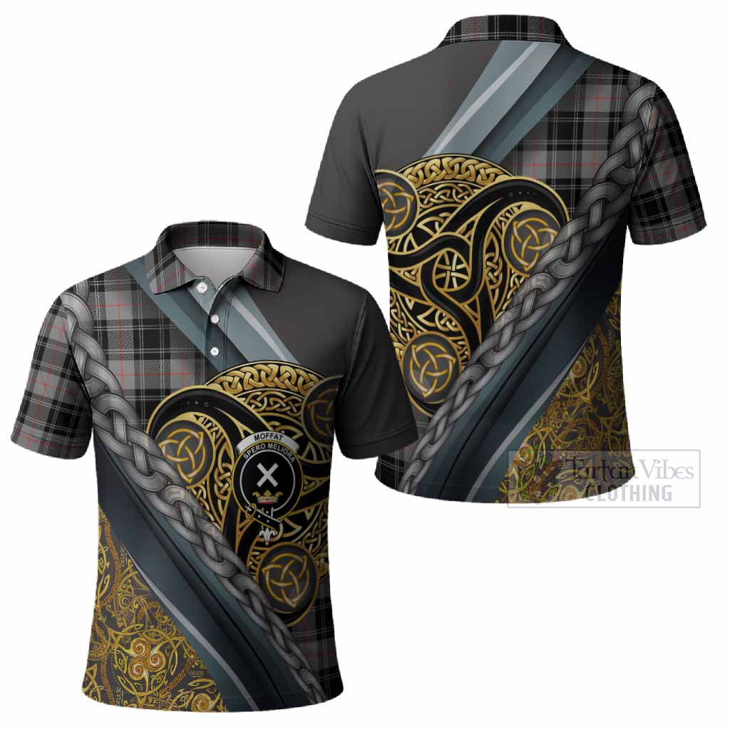 Moffat Tartan Crest Polo Shirt Scottish Triskele Celtic