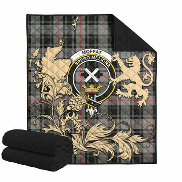 Moffat Tartan Crest Premium Quilt with Scottish Iconic Symbols 