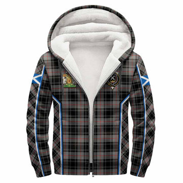 Moffat Tartan Crest Sherpa Hoodie Scotland Coat of Arm Flag Style