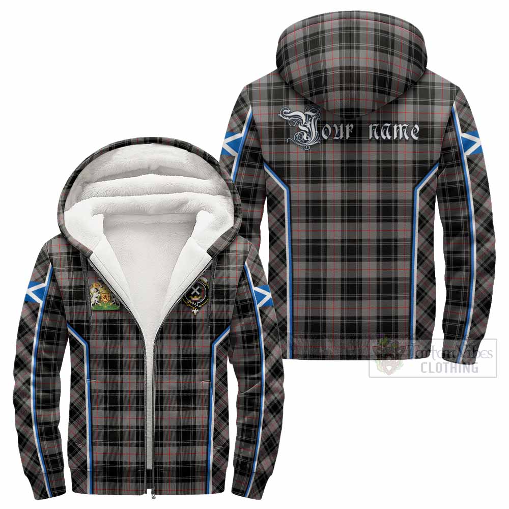 Moffat Tartan Crest Sherpa Hoodie Scotland Coat of Arm Flag Style - Tartan Vibes Clothing
