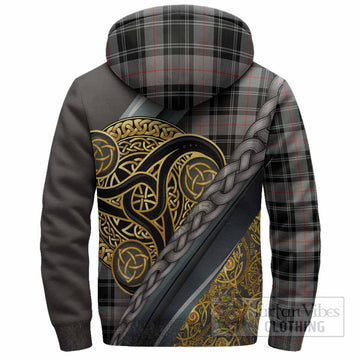 Moffat Tartan Crest Sherpa Hoodie Scottish Triskele Celtic