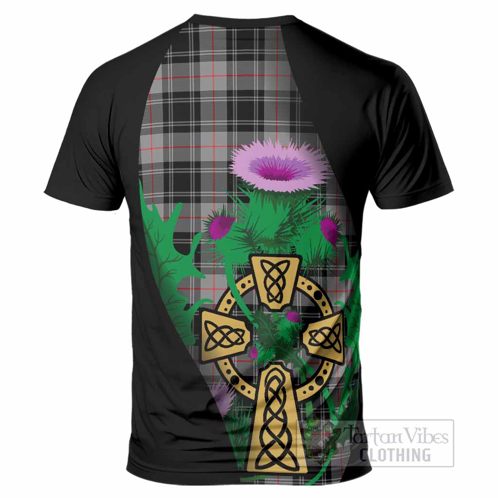 Moffat Tartan Crest T-Shirt Celtic Cross Thistle Flowers