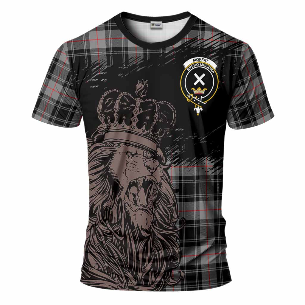 Moffat Tartan Crest T-Shirt Crowned Lion Heritage Style