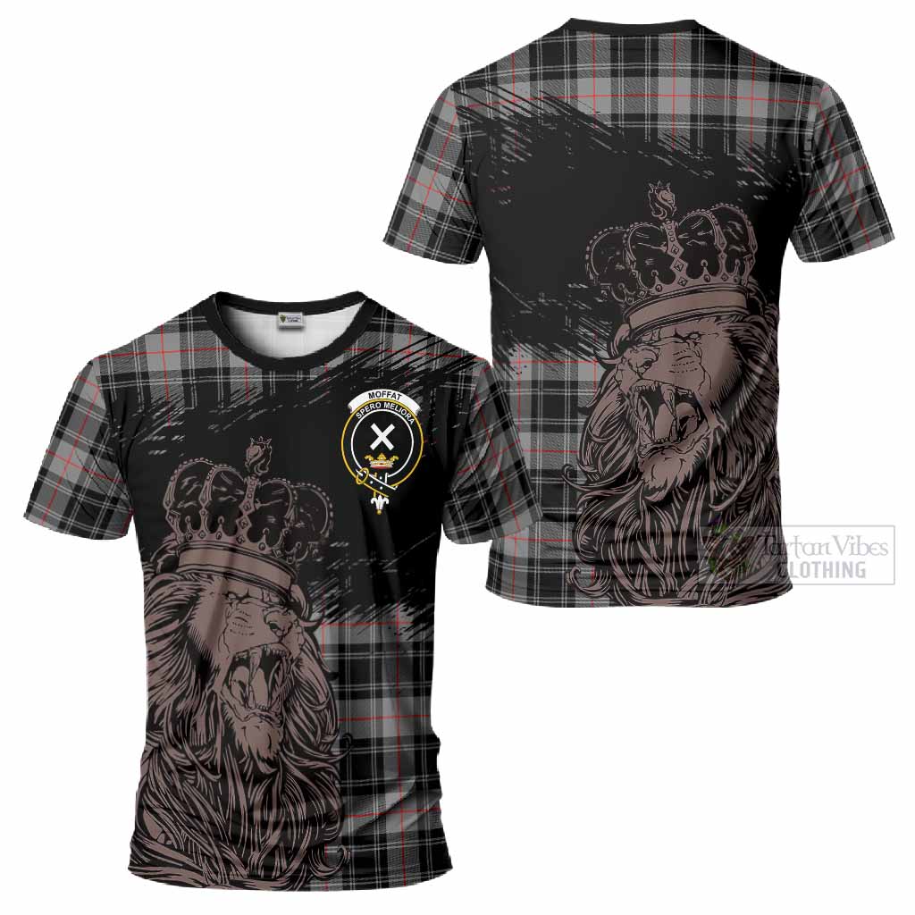 Moffat Tartan Crest T-Shirt Crowned Lion Heritage Style