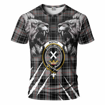 Moffat Tartan Crest T-Shirt Ferocious Lion Style