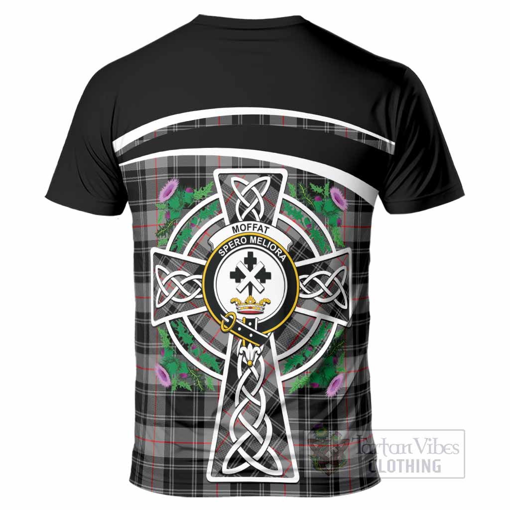 Moffat Tartan Crest T-Shirt Scottish Thistle Celtic Cross Alba Gu Brath