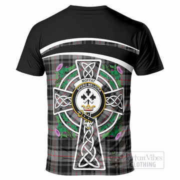 Moffat Tartan Crest T-Shirt Scottish Thistle Celtic Cross Alba Gu Brath