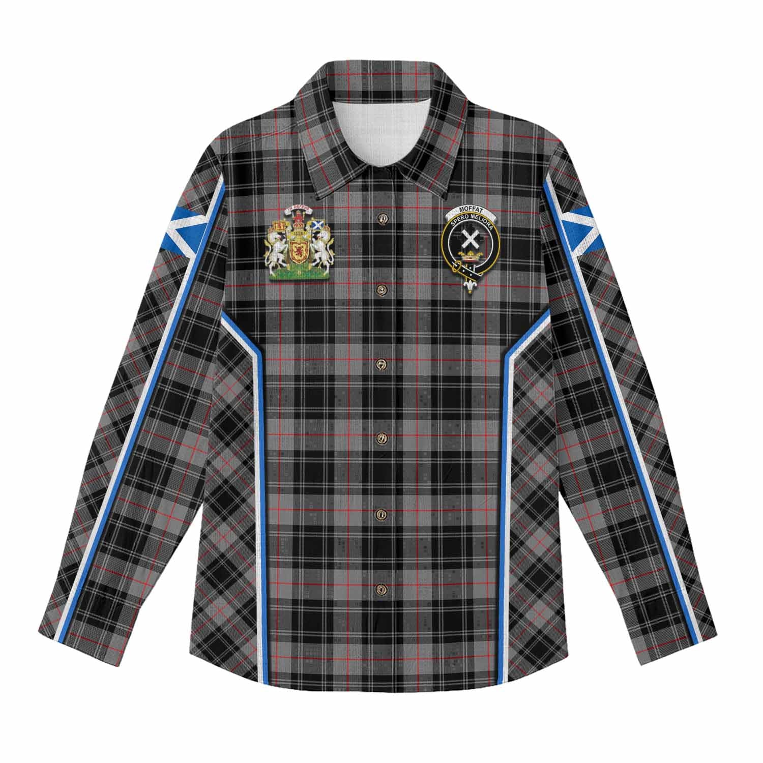 Moffat Tartan Crest Women Casual Shirt Scotland Coat of Arm Flag Style - Tartan Vibes Clothing