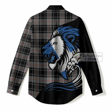 Moffat Tartan Crest Women Casual Shirt Scottish Golden Lions Wave Flow