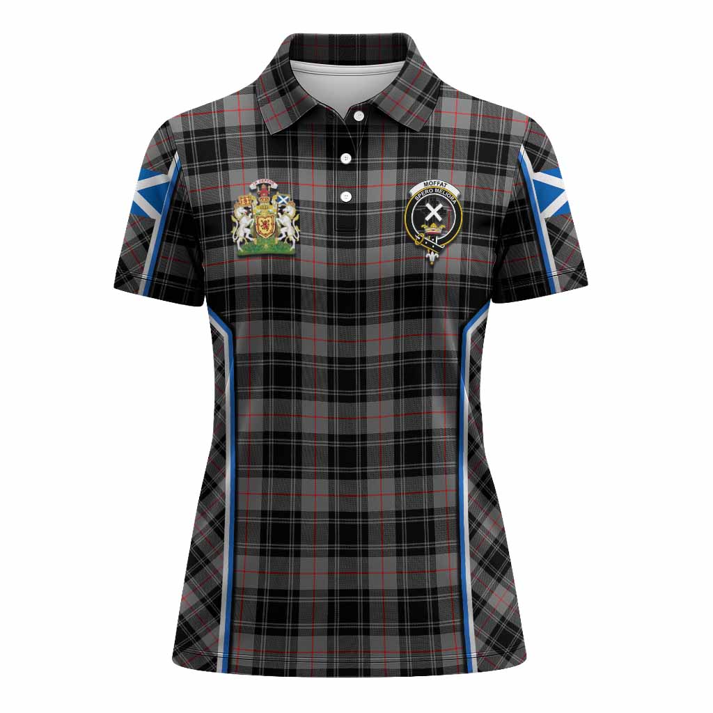 Moffat Tartan Crest Women's Polo Shirt Scotland Coat of Arm Flag Style - Tartan Vibes Clothing