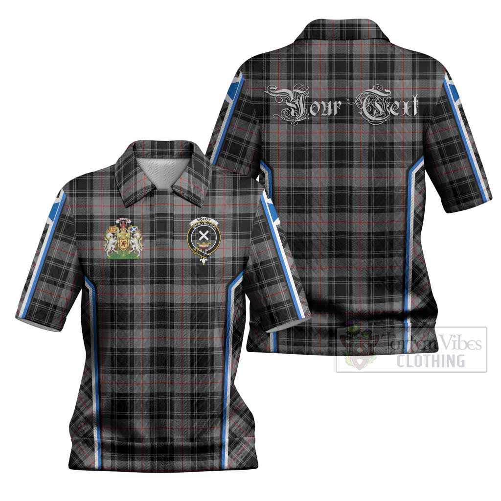Moffat Tartan Crest Women’s Polo Sweater Top Scotland Coat of Arm Flag Style