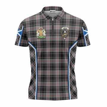 Moffat Tartan Crest Zipper Polo Shirt Scotland Coat of Arm Flag Style