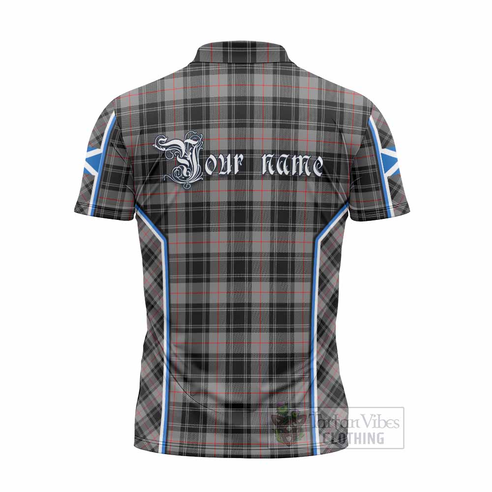 Moffat Tartan Crest Zipper Polo Shirt Scotland Coat of Arm Flag Style - Tartan Vibes Clothing