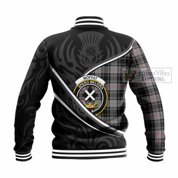 Moffat Tartan Family Crest Baseball Jacket Celtic Scottish Thistle Floral
