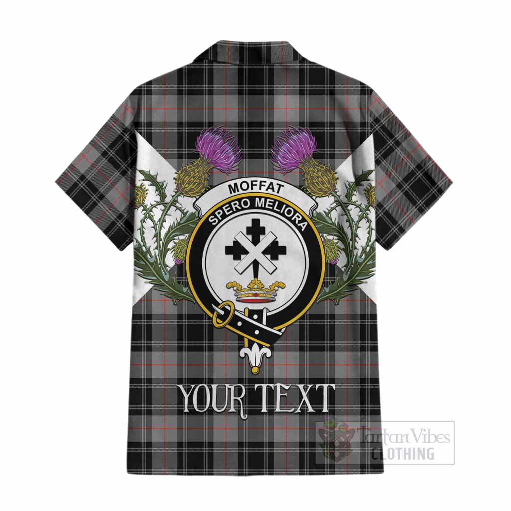 Moffat Tartan Family Crest Cotton Hawaiian Shirt Scottish Burns Night Thistle Floral