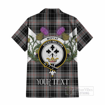 Moffat Tartan Family Crest Cotton Hawaiian Shirt Scottish Burns Night Thistle Floral