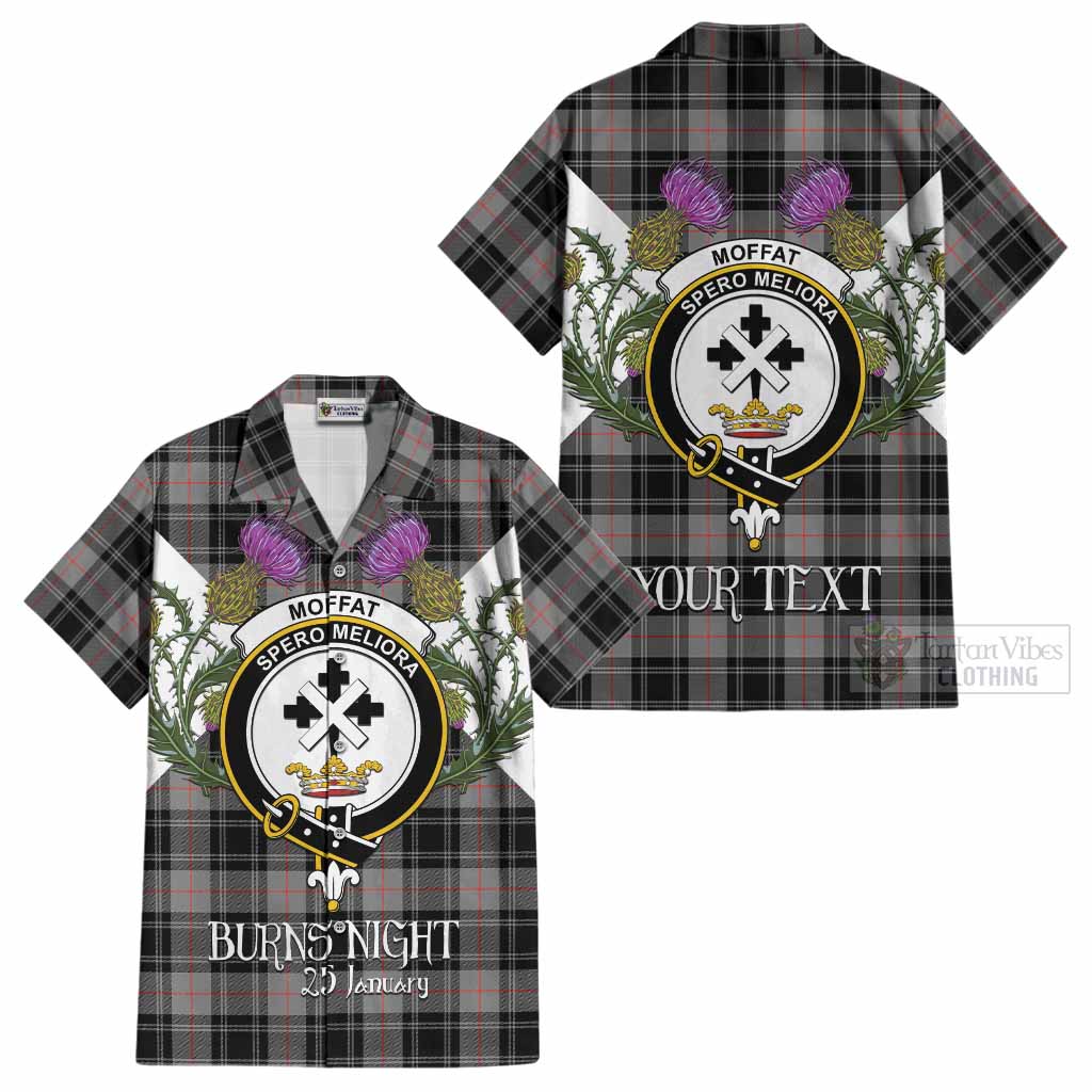Moffat Tartan Family Crest Cotton Hawaiian Shirt Scottish Burns Night Thistle Floral