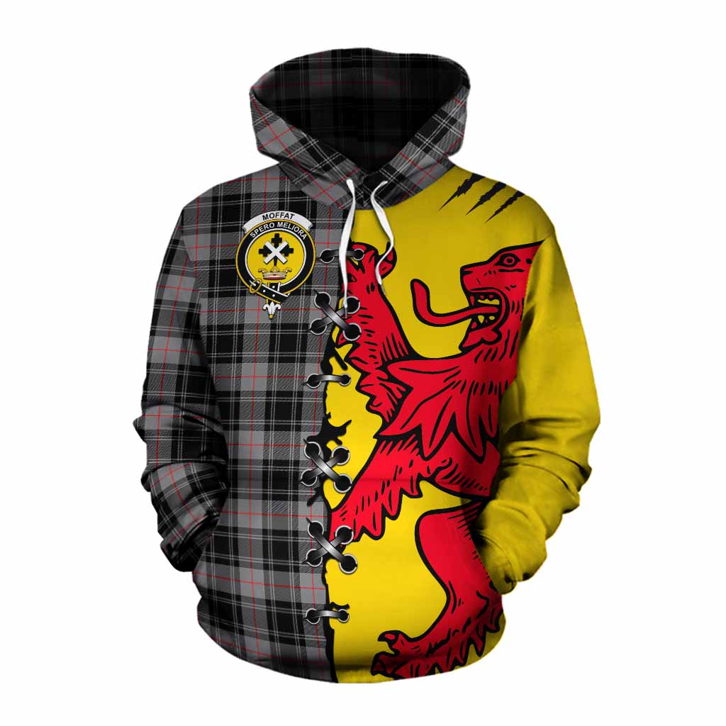 Moffat Tartan Family Crest Cotton Hoodie Lion Rampant Honor - Tartan Vibes Clothing