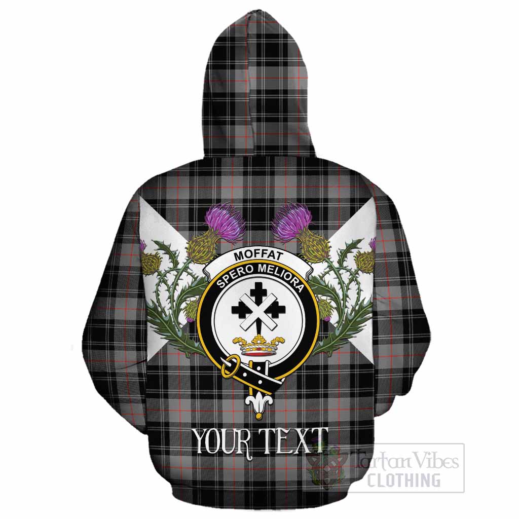 Moffat Tartan Family Crest Cotton Hoodie Scottish Burns Night Thistle Floral