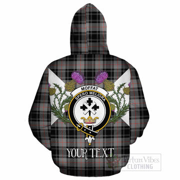 Moffat Tartan Family Crest Cotton Hoodie Scottish Burns Night Thistle Floral