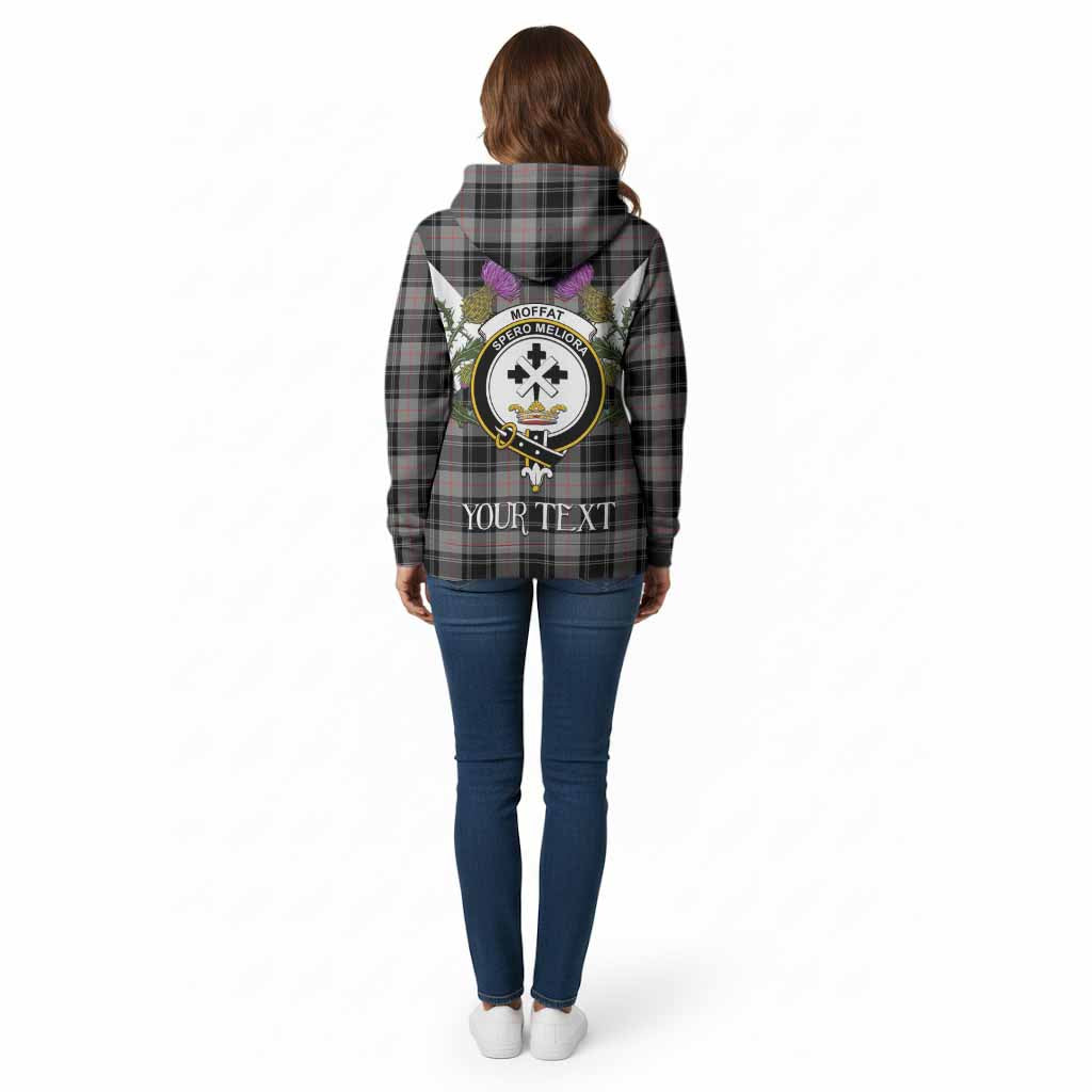 Moffat Tartan Family Crest Cotton Hoodie Scottish Burns Night Thistle Floral