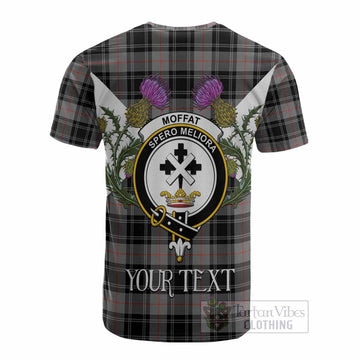 Moffat Tartan Family Crest Cotton T-shirt Scottish Burns Night Thistle Floral