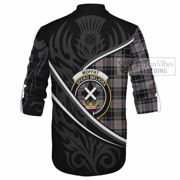 Moffat Tartan Family Crest Ghillie Kilt Shirt Celtic Scottish Thistle Floral