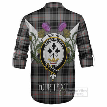 Moffat Tartan Family Crest Ghillie Shirt Scottish Burns Night Thistle Floral