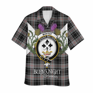 Moffat Tartan Family Crest Hawaiian Shirt Scottish Burns Night Thistle Floral