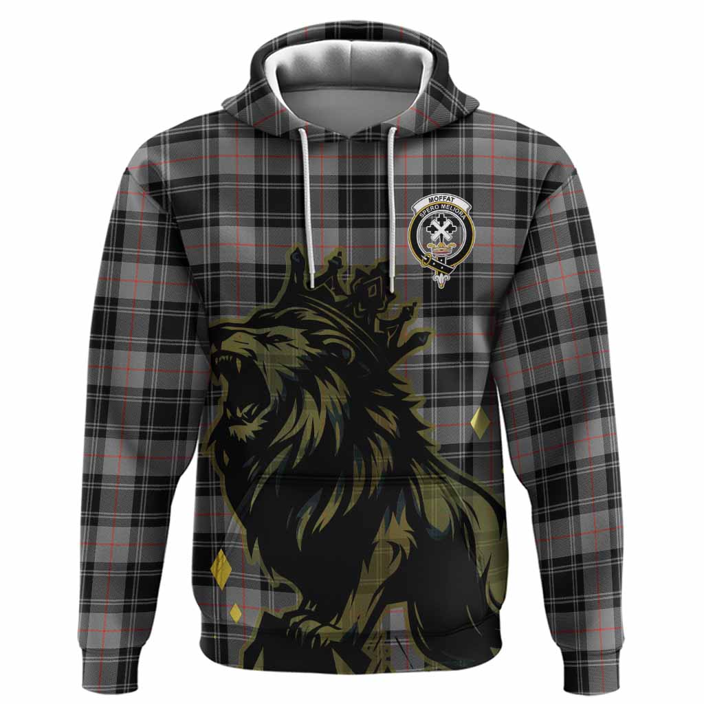 Moffat Tartan Family Crest Hoodie Crowned Lion Roaring