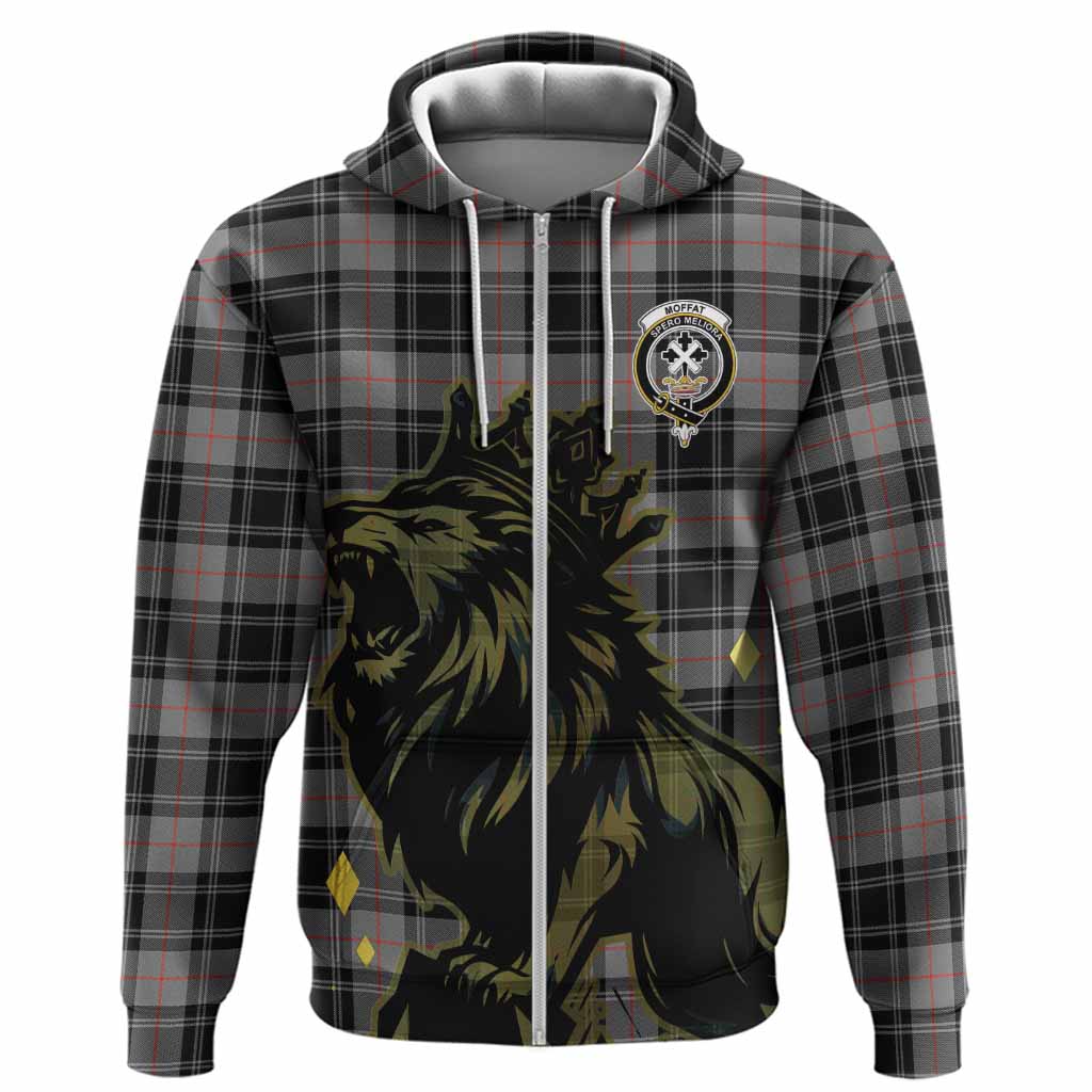 Moffat Tartan Family Crest Hoodie Crowned Lion Roaring