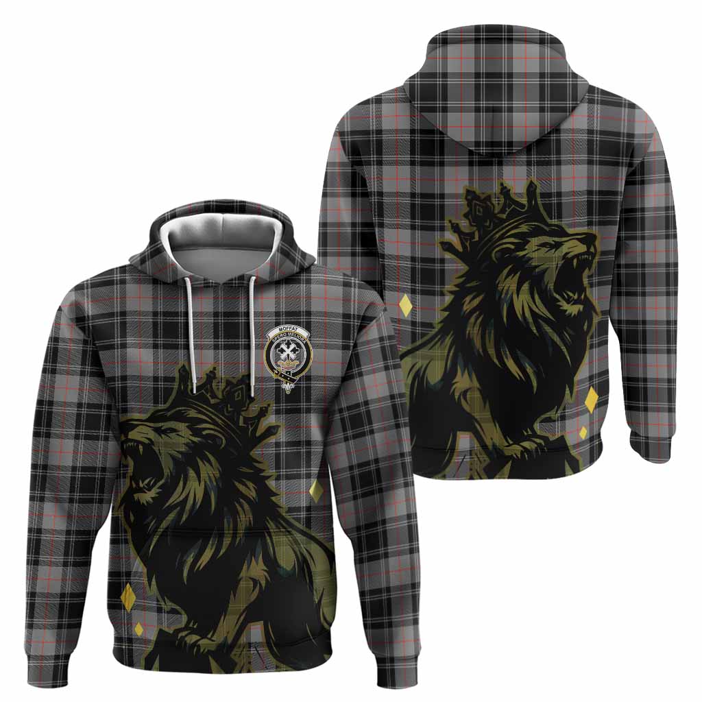 Moffat Tartan Family Crest Hoodie Crowned Lion Roaring