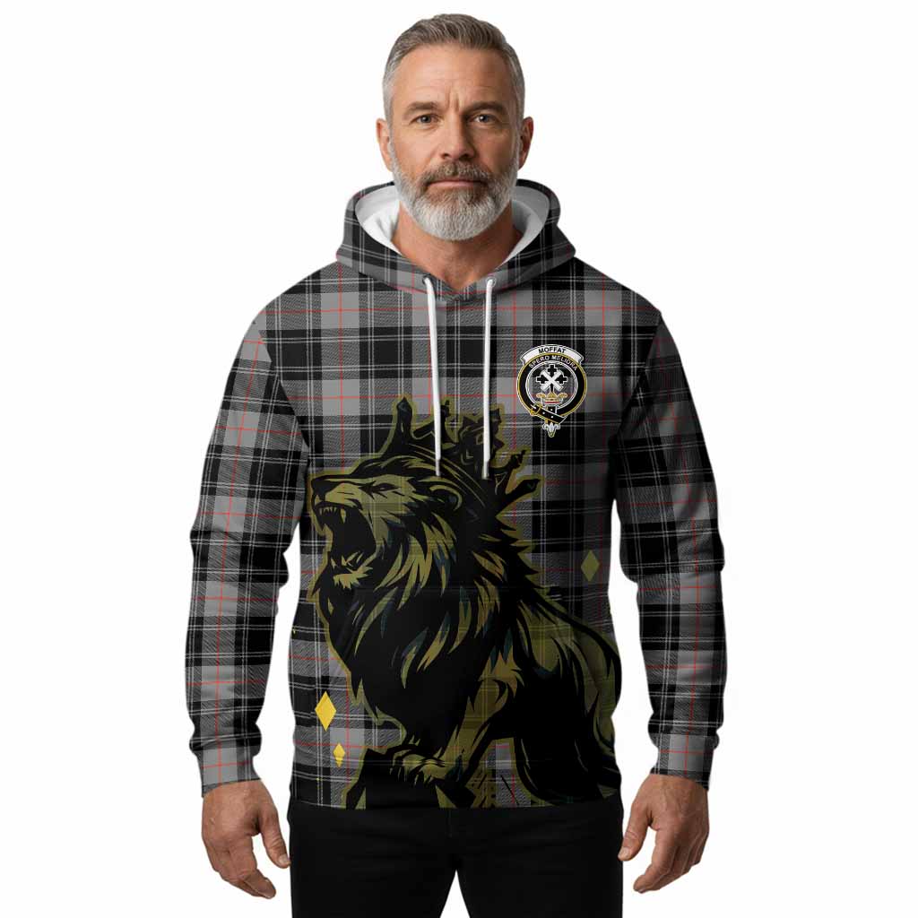 Moffat Tartan Family Crest Hoodie Crowned Lion Roaring