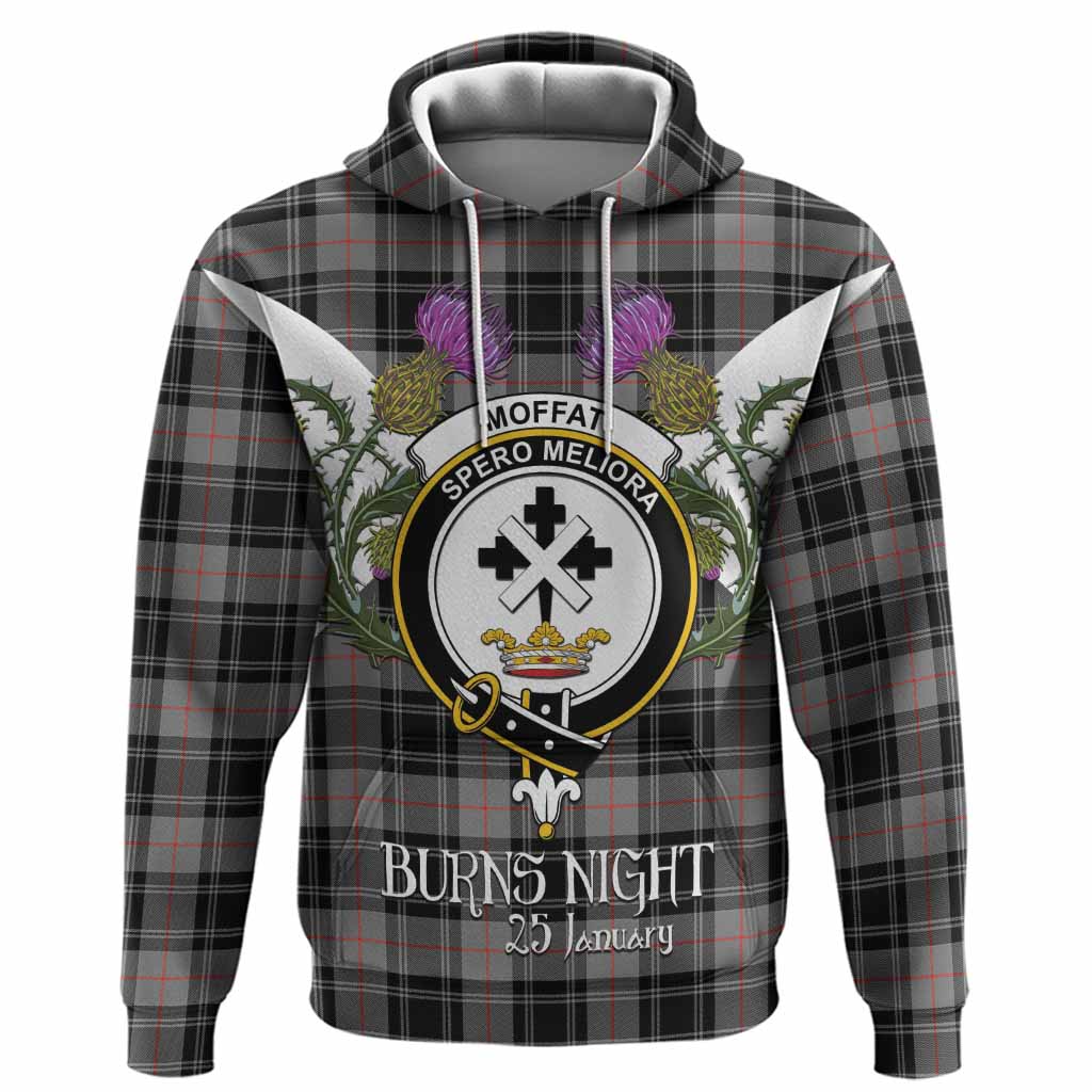 Moffat Tartan Family Crest Hoodie Scottish Burns Night Thistle Floral