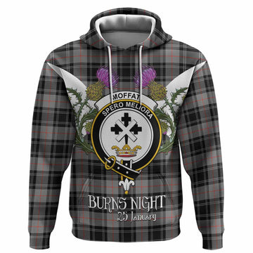 Moffat Tartan Family Crest Hoodie Scottish Burns Night Thistle Floral