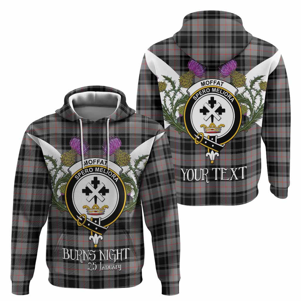 Moffat Tartan Family Crest Hoodie Scottish Burns Night Thistle Floral