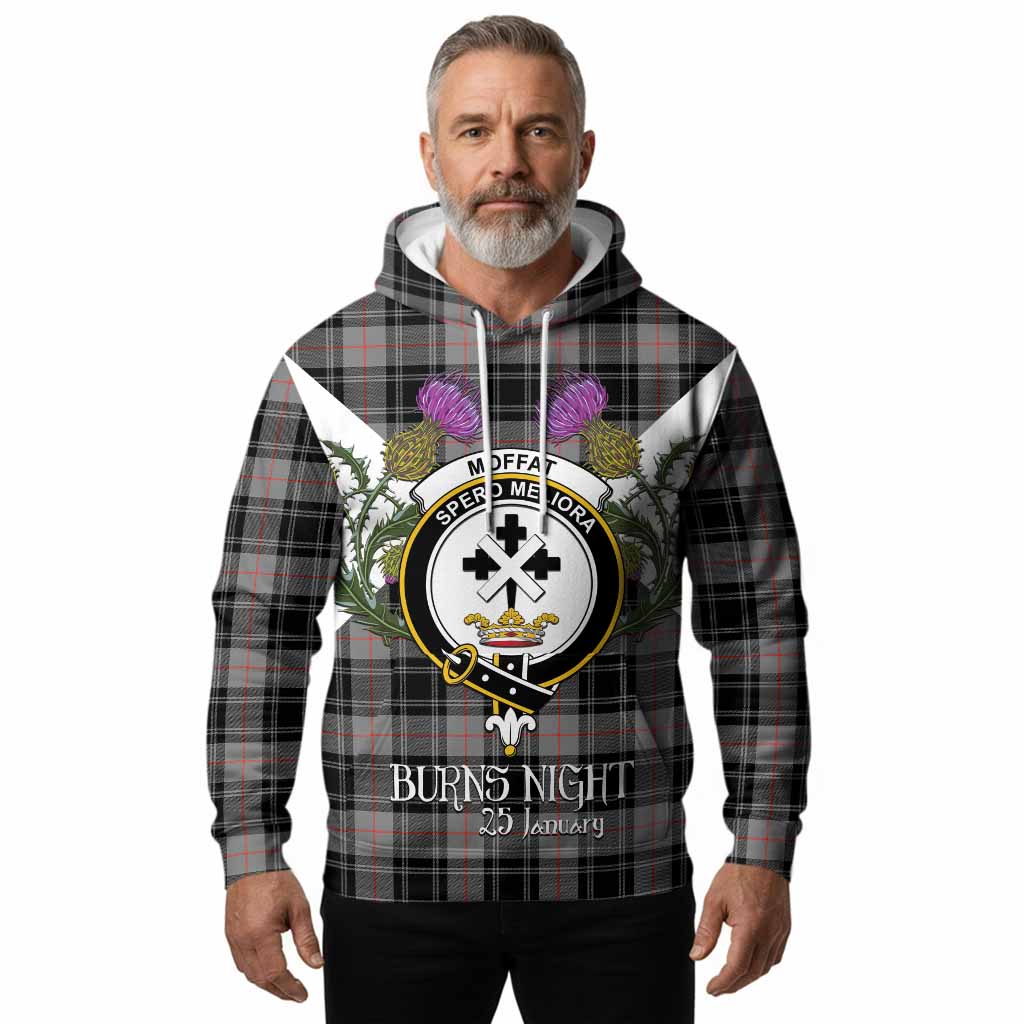 Moffat Tartan Family Crest Hoodie Scottish Burns Night Thistle Floral