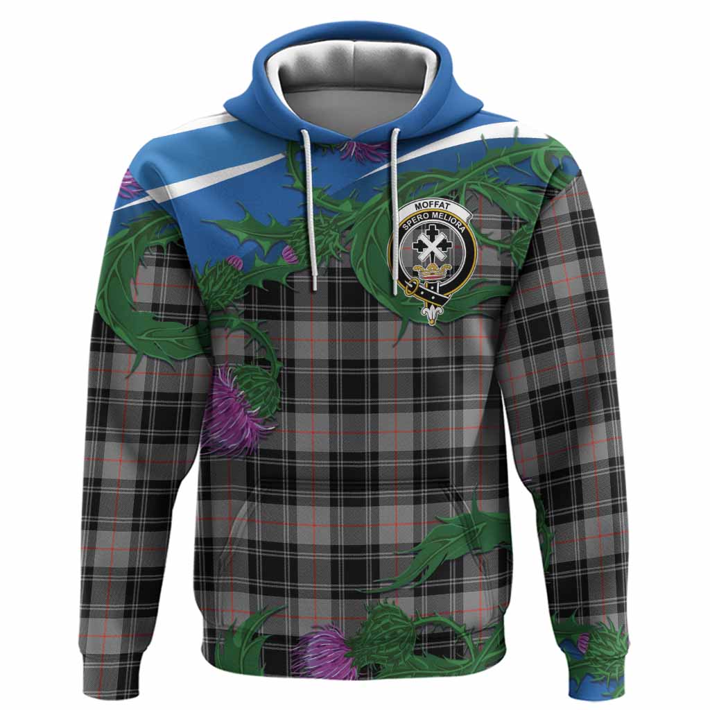 Moffat Tartan Family Crest Hoodie Thistle in Minimalism