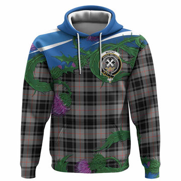 Moffat Tartan Family Crest Hoodie Thistle in Minimalism