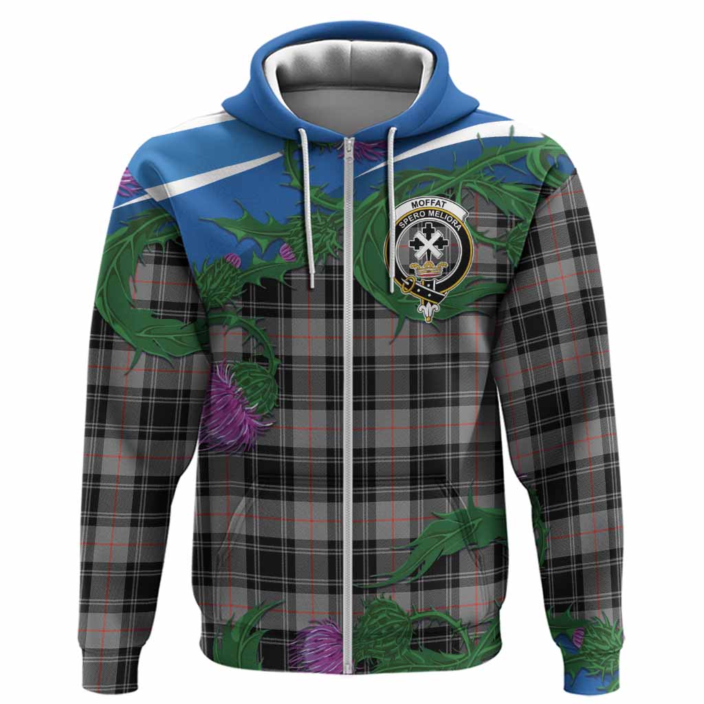 Moffat Tartan Family Crest Hoodie Thistle in Minimalism
