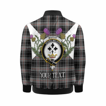 Moffat Tartan Family Crest Kid Bomber Jacket Scottish Burns Night Thistle Floral