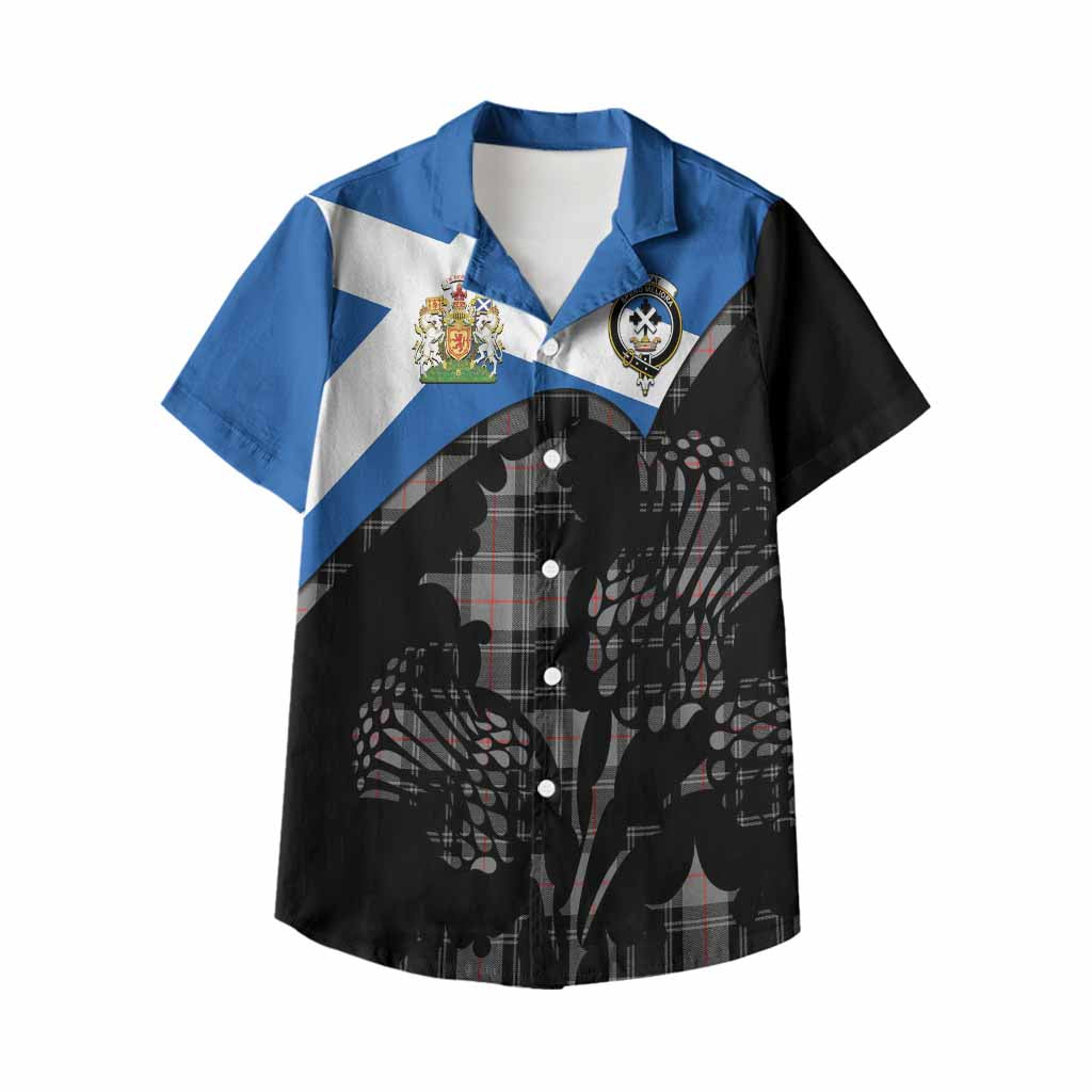 Moffat Tartan Family Crest Kid Hawaiian Shirt Scotland Thistle Floral Flag Style