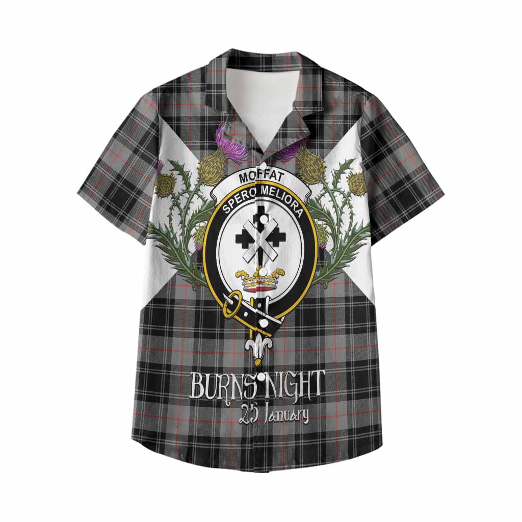 Moffat Tartan Family Crest Kid Hawaiian Shirt Scottish Burns Night Thistle Floral