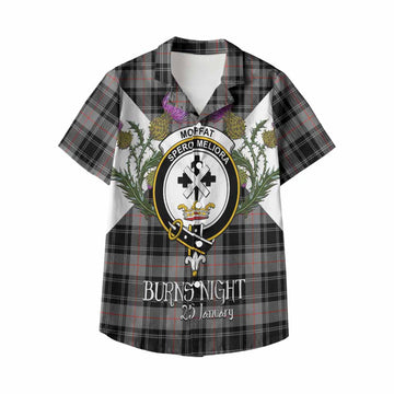 Moffat Tartan Family Crest Kid Hawaiian Shirt Scottish Burns Night Thistle Floral