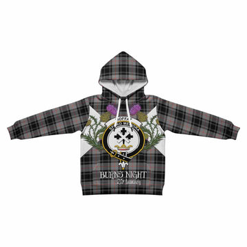 Moffat Tartan Family Crest Kid Hoodie Scottish Burns Night Thistle Floral