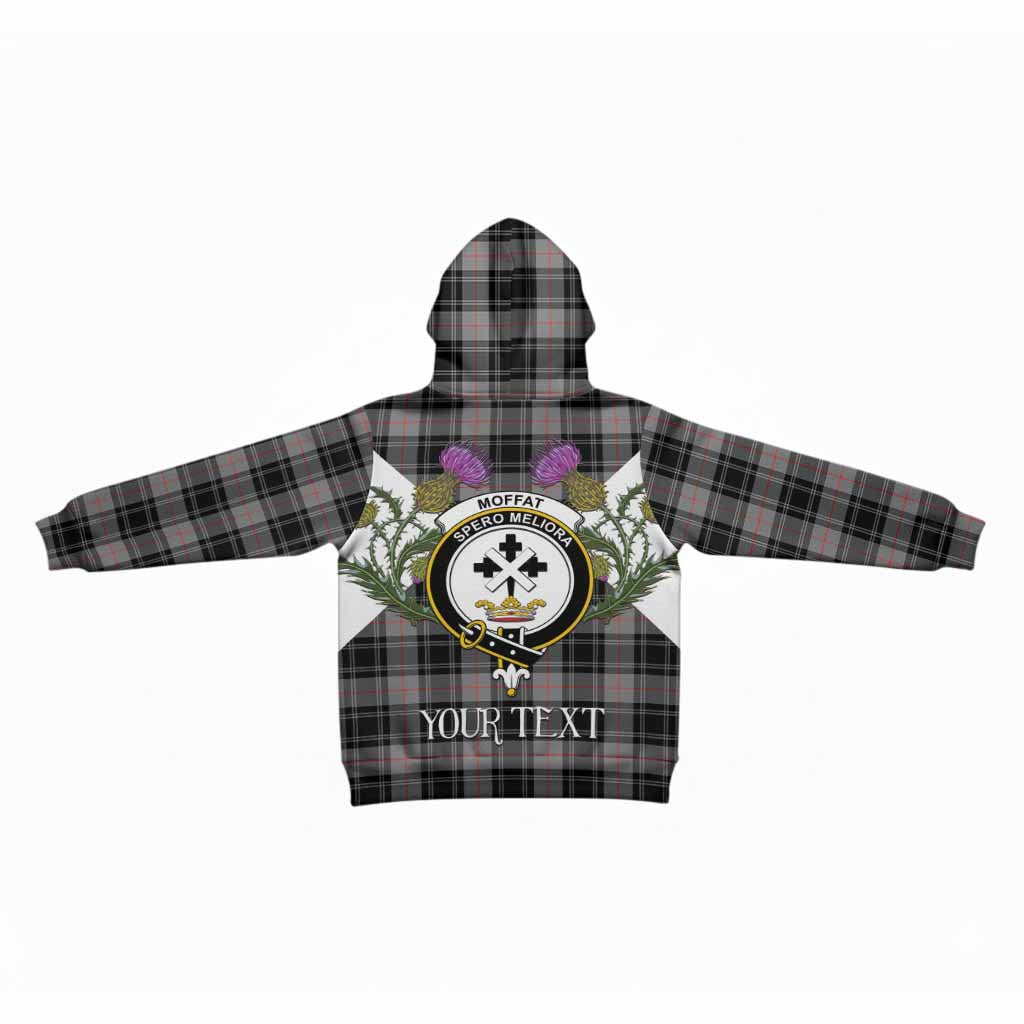 Moffat Tartan Family Crest Kid Hoodie Scottish Burns Night Thistle Floral