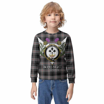 Moffat Tartan Family Crest Kid Knitted Sweatshirt Scottish Burns Night Thistle Floral
