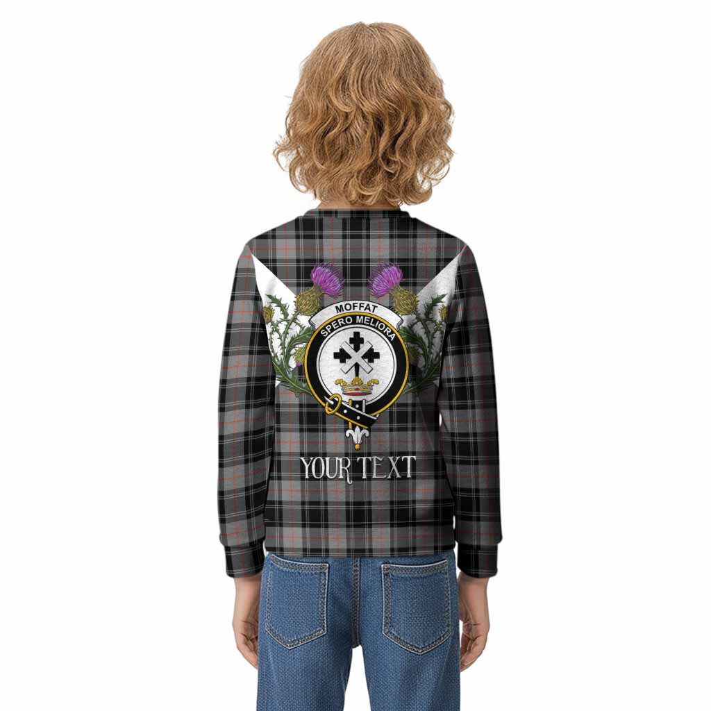 Moffat Tartan Family Crest Kid Knitted Sweatshirt Scottish Burns Night Thistle Floral